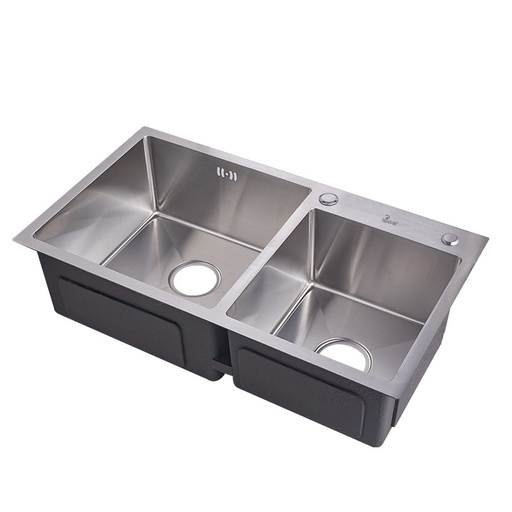 [FRE.01.03] Fregadero Doble Tina Acero Inoxidable Sobre Tope 41-33 82x45x22