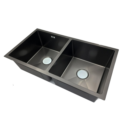 [FRE.02.05] Fregadero Doble Tina Acero Inoxidable Negro Bajo Tope 82x45x22