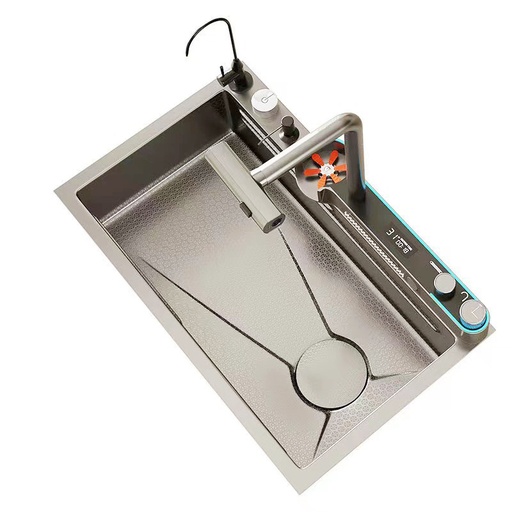 [FRE.01.19] Fregadero Multifuncional Pioggia Una Tina Acero Inoxidable Brush Diamante Sobre Tope 82x46x22