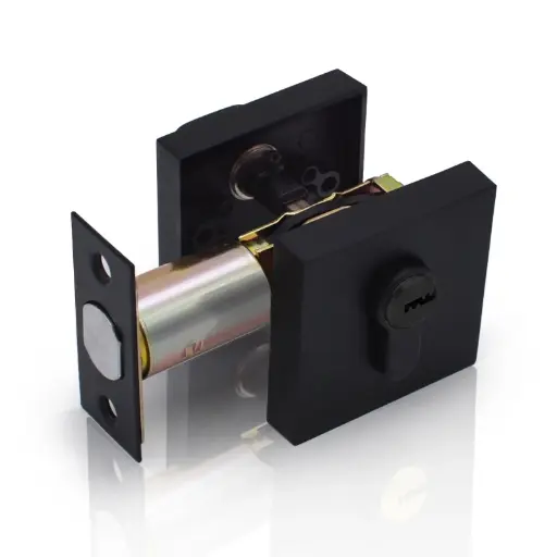 [CER.05.05] Cerrojo Simple Cuadrado Negro de Acero Inoxidable 