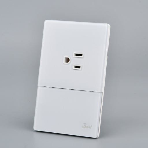 [INT.11.08] Interruptor + Tomacorriente con tierra Serie Neve