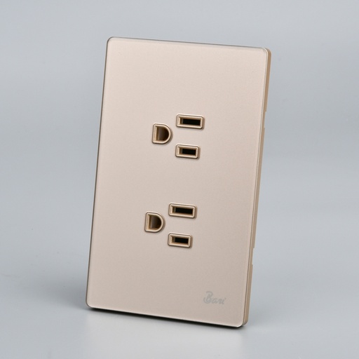 [INT.12.07] Toma Corriente Doble con tierra Serie D'oro