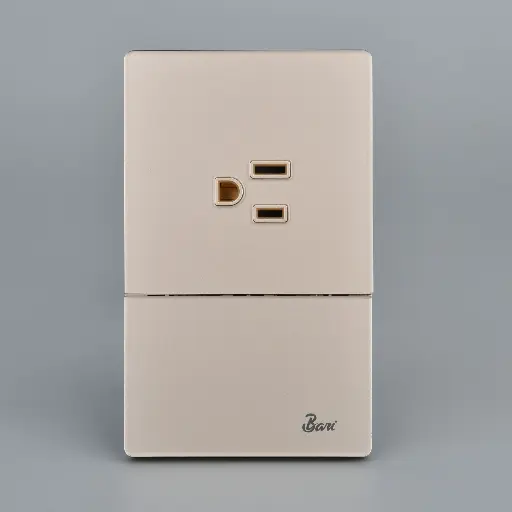 [INT.12.08] Interruptor + Tomacorriente con tierra Serie D'oro