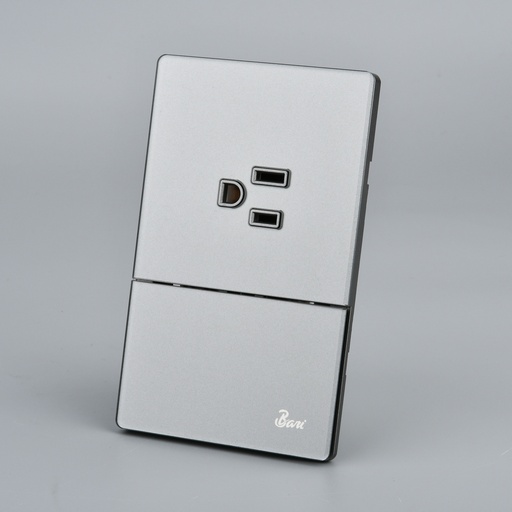 [INT.13.08] Interruptor + Tomacorriente con tierra Serie Grigio