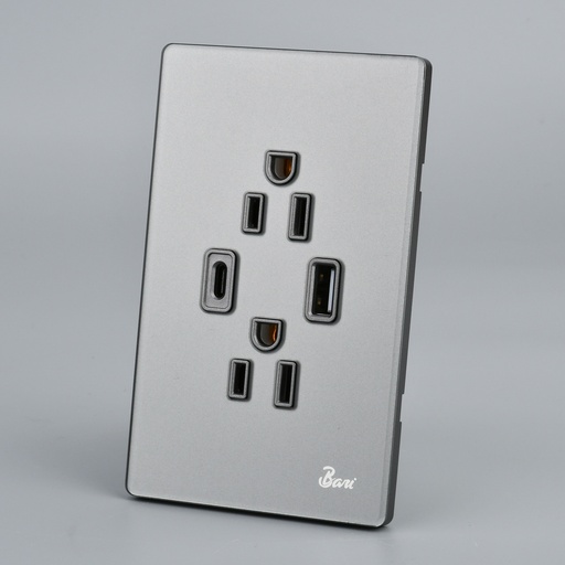[INT.13.11] Toma Corriente Doble USB Serie Grigio