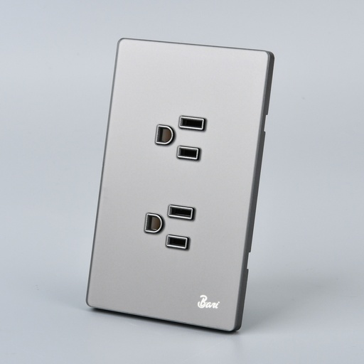 [INT.15.07] Toma Corriente Doble con tierra Serie Cenere