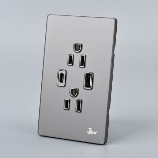 [INT.15.11] Toma Corriente Doble USB Serie Cenere