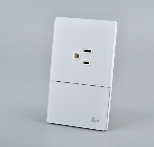 [INT.16.08] Interruptor + Tomacorriente con tierra Serie Nebbia