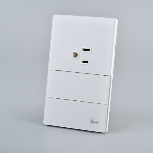 [INT.16.12] Interruptor Doble + Tomacorriente con Tierra Serie Nebbia