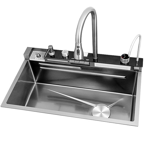 [FRE.01.23] Fregadero MultiFunciónal Integrado Una Tina Acero Inoxidable Brush Diamante Sobre Tope 75x46x22