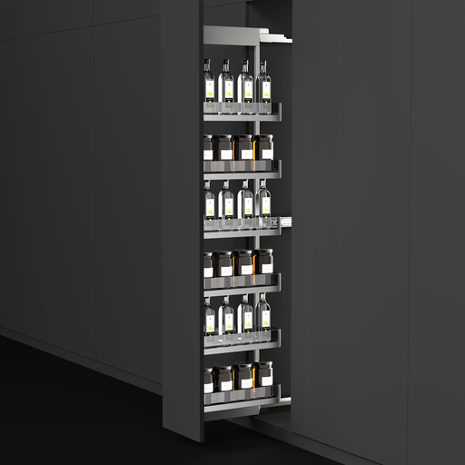 [DES.01.10] Despensa de Torre Extraible Lateral 20 cm Serie Cristallo Nero