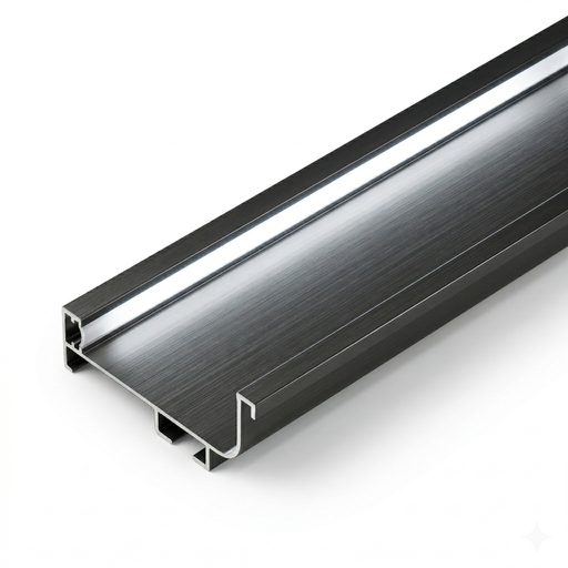 [PER.04.13] Perfil Gola Superior Negro con Cinta Led Integrada