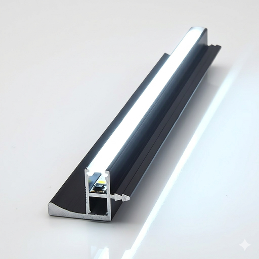 [PER.04.15] Perfil Gola de Gabinete Aéreo Negro con Cinta Led Integrada