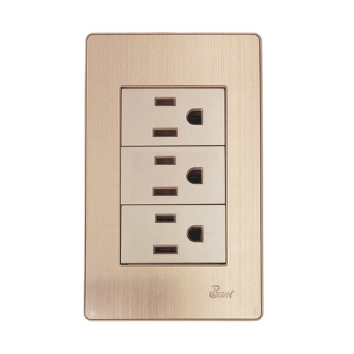 [INT.03.16] Toma Corriente Triple con Tierra Serie Ottone