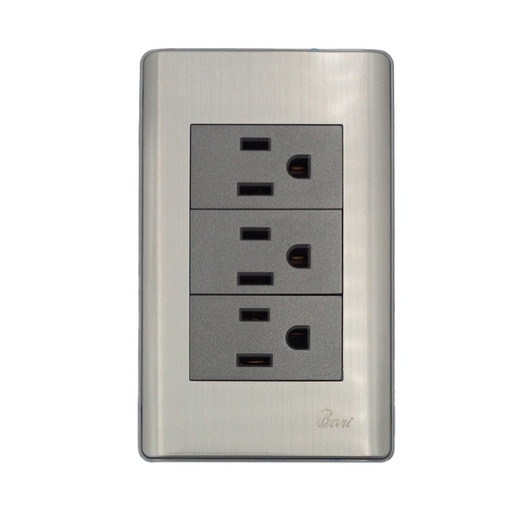 [INT.06.16] Toma Corriente Triple con tierra Serie Metallo