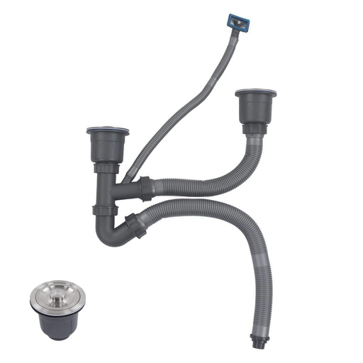 [SIF.01.05] Kit de Tuberia de Desague para Fregadero de Lujo Doble Tina de Acero Inoxidable #304