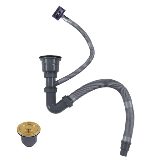 [SIF.01.08] Kit de Tuberia de Desague para Fregadero de Lujo Una Tina de Acero Inoxidable Dorado #304