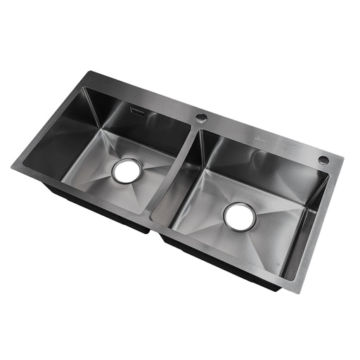 [FRE.01.34] Fregadero Doble Tina Sobre Tope 92x45cm Negro Diamante