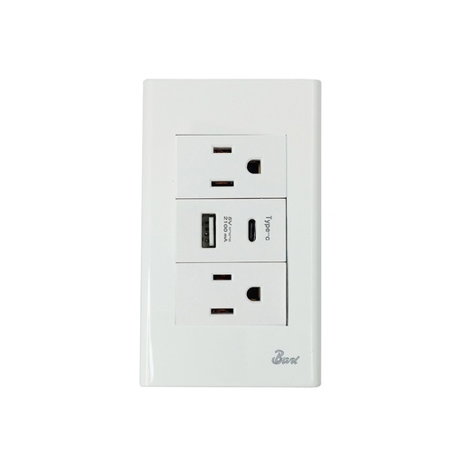 [INT.01.11] Toma Corriente Doble USB Serie Semplice