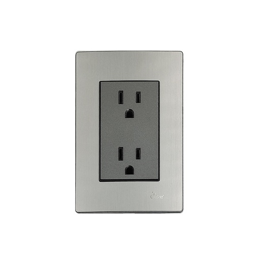 [INT.02.07] Toma Corriente Doble con tierra Serie Inox