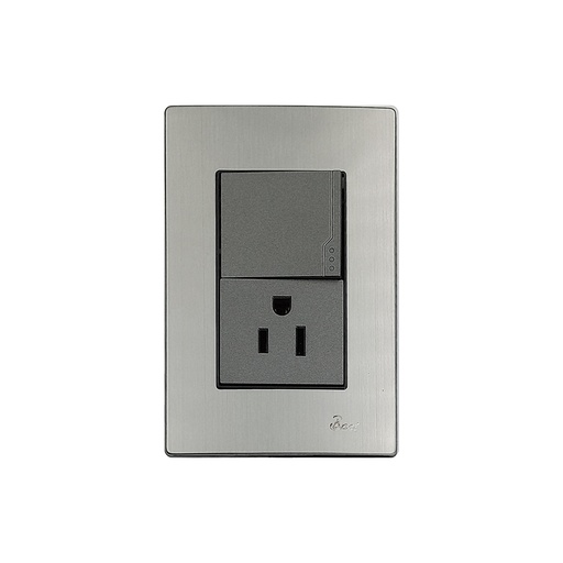 [INT.02.08] Interruptor + Tomacorriente con Tierra Serie Inox