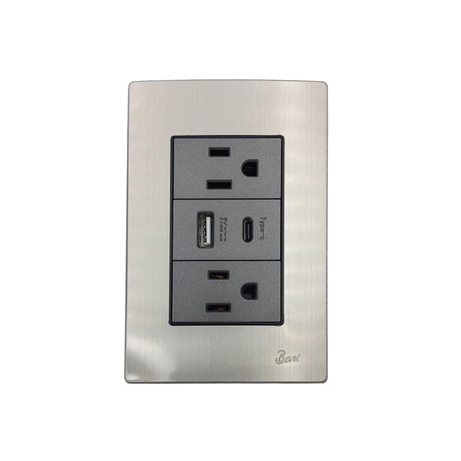 [INT.02.11] Toma Corriente Doble USB Serie Inox