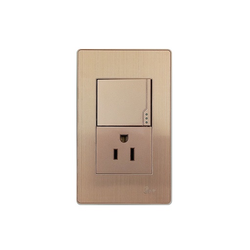 [INT.03.08] Interruptor + Tomacorriente con tierra Serie Ottone