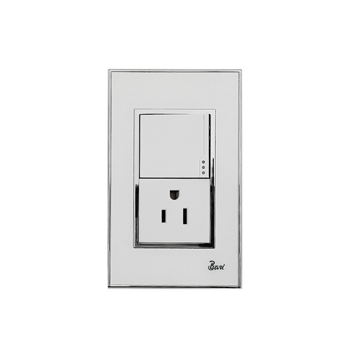 [INT.04.08] Interruptor + Tomacorriente con Tierra Serie Bianco