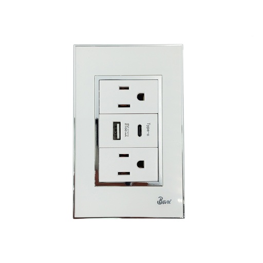 [INT.04.11] Toma Corriente Doble USB Serie Bianco