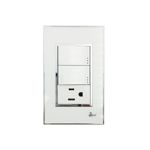 [INT.04.12] Interruptor Doble + Tomacorriente con Tierra Serie Bianco