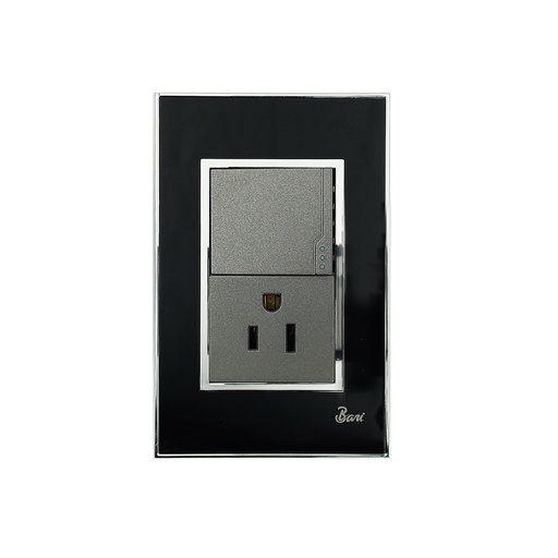 [INT.05.08] Interruptor + Tomacorriente con Tierra Serie Nero