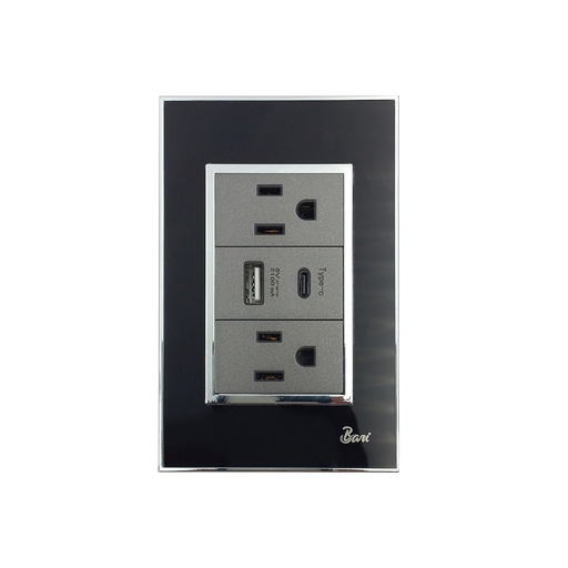 [INT.05.11] Toma Corriente Doble USB Serie Nero