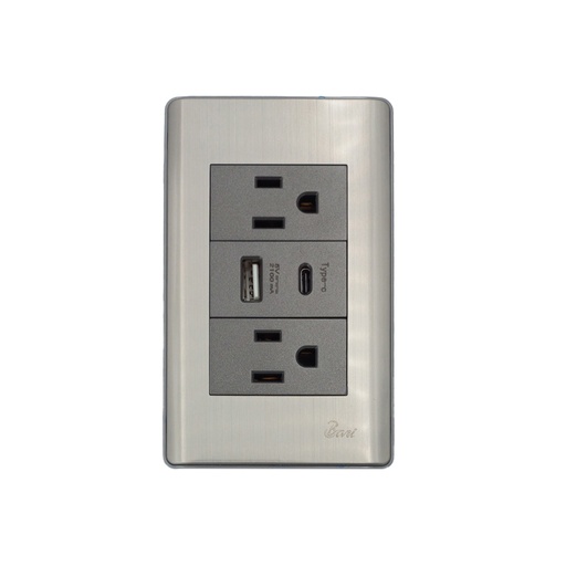 [INT.06.11] Toma Corriente Doble USB Serie Metallo