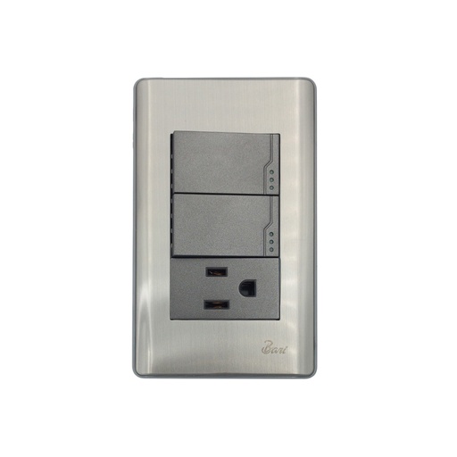 [INT.06.12] Interruptor Doble + Tomacorriente con Tierra Serie Metallo