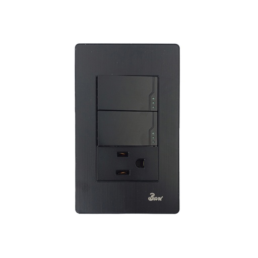 [INT.07.12] Interruptor Doble + Tomacorriente con Tierra Serie Buio