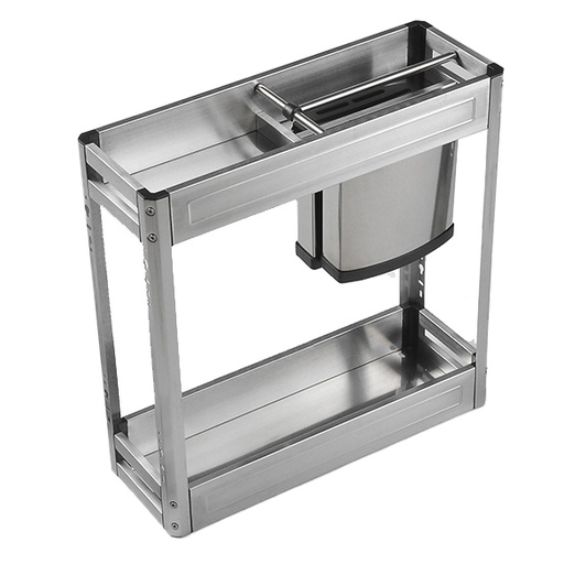 [CON.01.01] Condimentero Organizador De Acero Inoxidable 20 cm con Accesorios